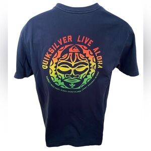 QUIKSILVER “Live Aloha” Rainbow Colored Tee Shirt Premium Fit Men L Large